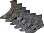 6 Pack Men's 80% Merino Wool Ankle Socks Strong Arch Support -Cushioned Bottom- Ideal for Hiking Trekking or everyday use