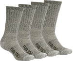 FUN TOES Men's 70% Midweight Merino Wool Crew Socks Arch Support Fully Cushioned  4 Pairs Pack