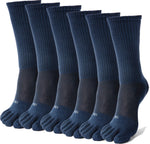 Men Crew Toe Socks Athletic Running Proper Toe Alignment Breathable Mesh 6 Pairs