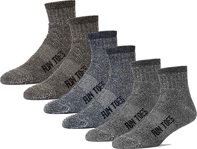 6 Pack Men's 80% Merino Wool Ankle Socks Strong Arch Support -Cushioned Bottom- Ideal for Hiking Trekking or everyday use