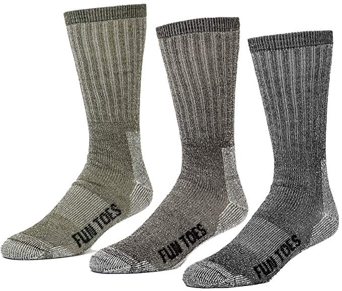 FUN TOES Women's 3 pairs Thermal Insulated 80% Merino Wool Socks -Hiking Trailing and Everyday Use Size 9-11 For Shoe Sizes 5-10