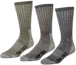FUN TOES Men's 3 pairs Thermal Insulated 80% Merino Wool Socks -Hiking Trailing and Everyday Use