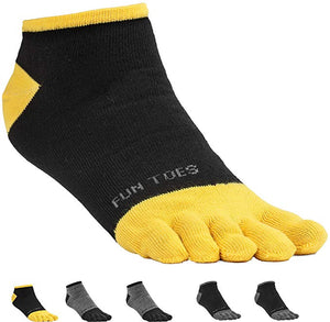 FUN TOES Men's Toe Socks Lightweight Breathable-Value 6 PAIRS Pack- Size 6-12