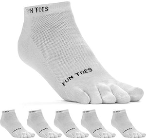 FUN TOES Men's Toe Socks Lightweight Breathable-Value 6 PAIRS Pack- Size 6-12