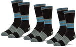 3 Pairs Mid Weight Patterned 70% Merino Wool Men's Thermal Crew Socks Cushioned For Hiking Trailing and Everyday Use
