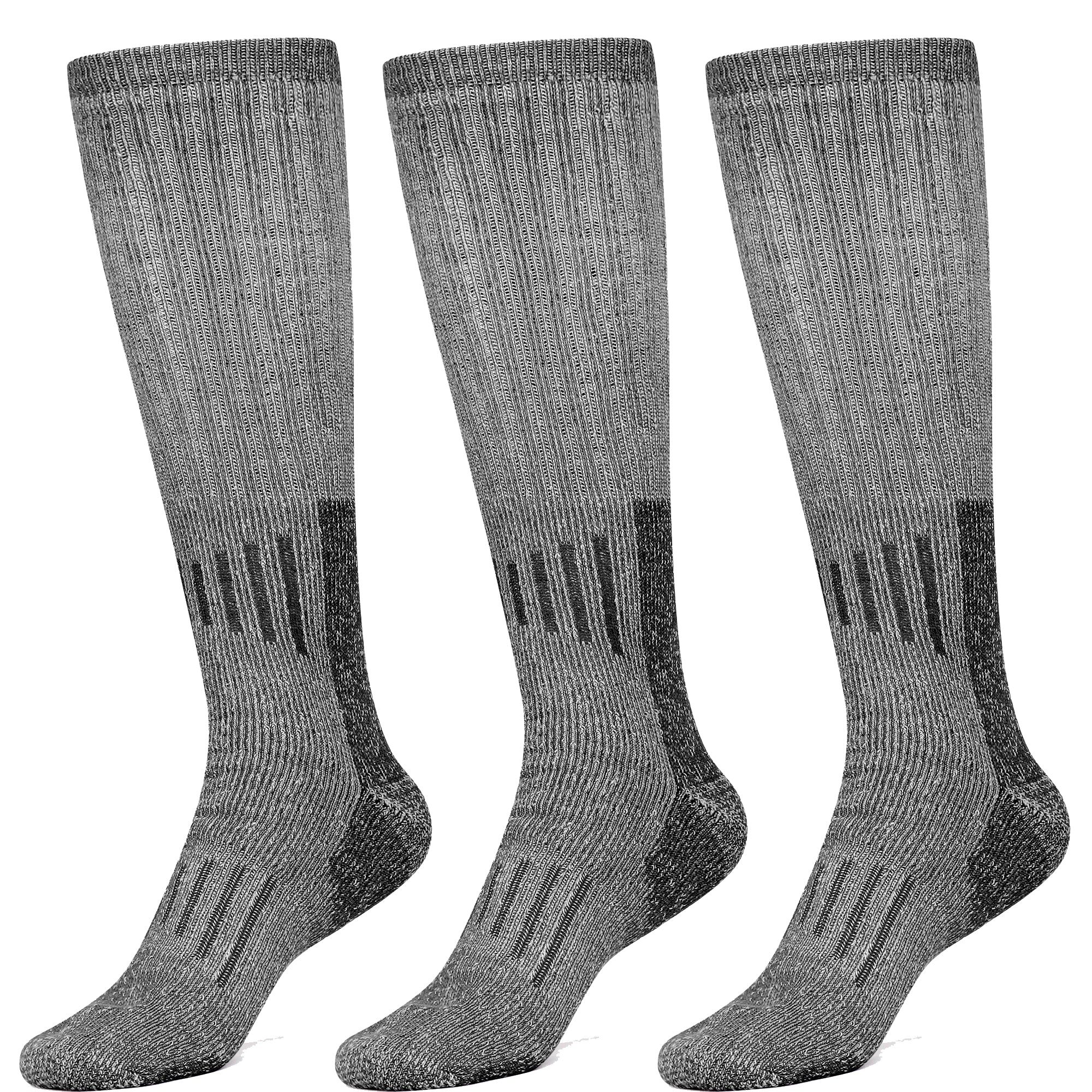 Boot Knee High Socks Merino Wool 80% Long Length 3 Pairs Shoe size 8-12