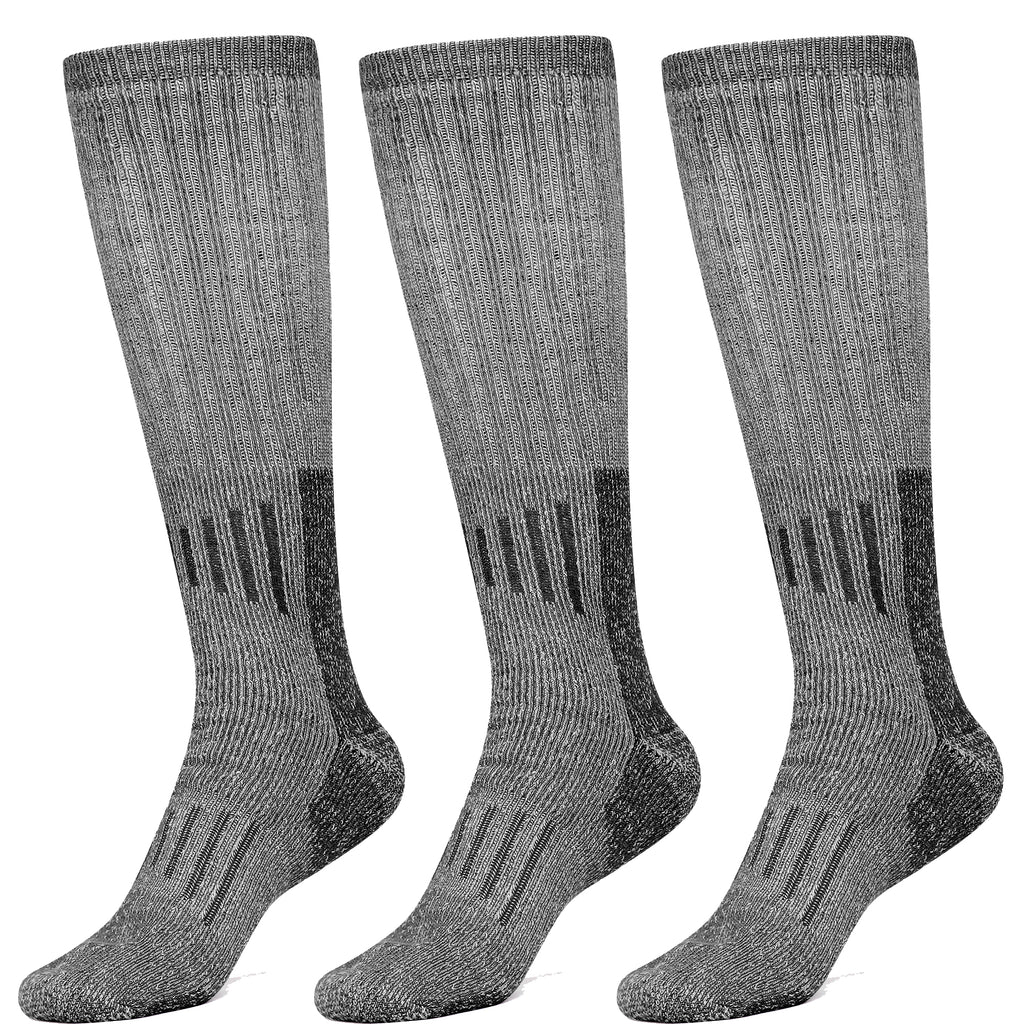 Boot Knee High Socks Merino Wool 80% Long Length 3 Pairs Shoe size 8-12
