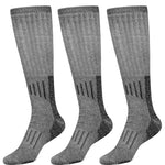 Boot Knee High Socks Merino Wool 80% Long Length 3 Pairs Shoe size 8-12