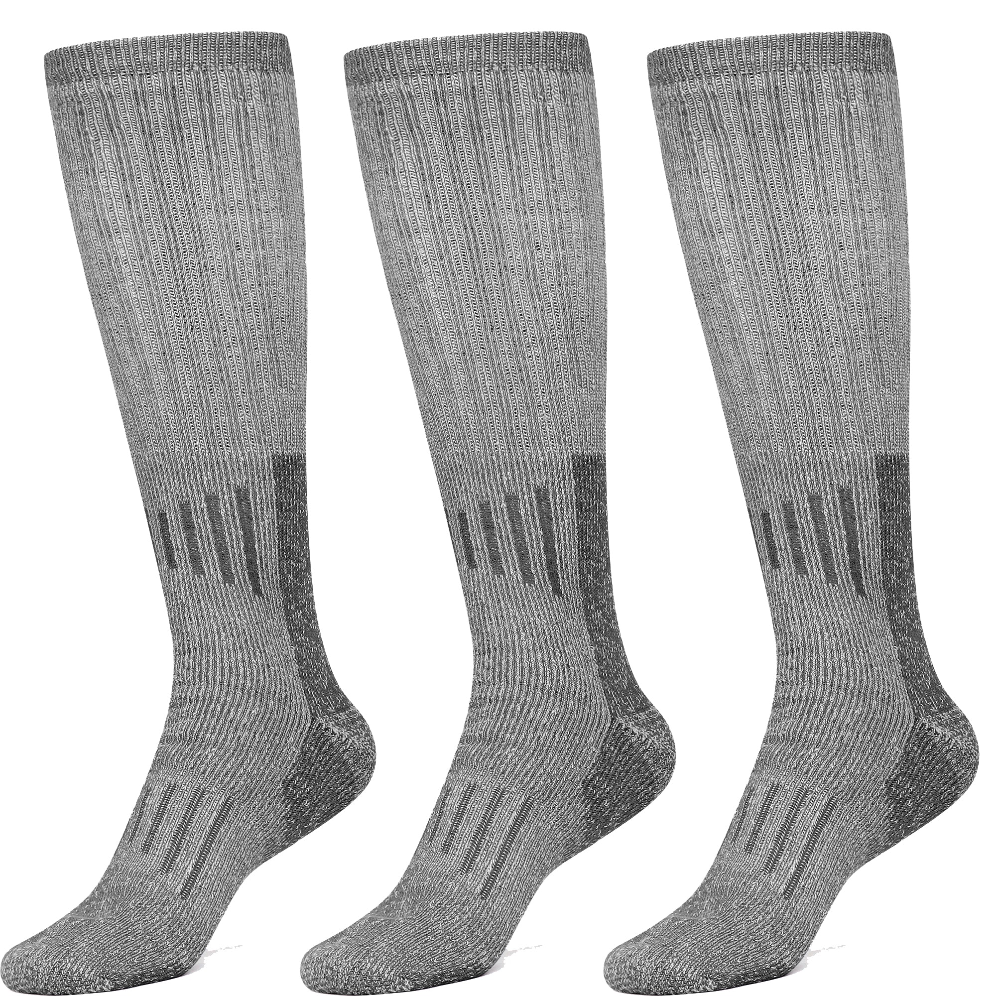 Boot Knee High Socks Merino Wool 80% Long Length 3 Pairs Shoe size 8-12