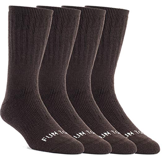 FUN TOES Women's Thermal Insulated Heavy Duty Premium Merino Wool Crew Socks 4 Pairs Pack Size 9-11 For Shoe Sizes 5-10