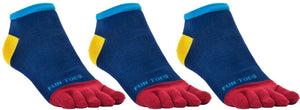 FUN TOES Men's Toe Socks Barefoot Running Socks Size 10-13 Shoe Size 6 - 12.5  Pack of 3 Pairs   Fun Blue