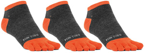 FUN TOES Men's Toe Socks Barefoot Running Socks Size 10-13 Shoe Size 6 - 12.5  Pack of 3 Pairs   Grey