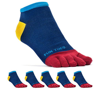 FUN TOES Men's Toe Socks Lightweight Breathable-Value 6 PAIRS Pack- Size 6-12