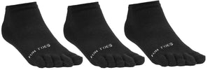 FUN TOES Women's Toe Socks Barefoot Running Socks Size 9-11 Shoe Size 4-10 Pack of 3 Pairs   Black