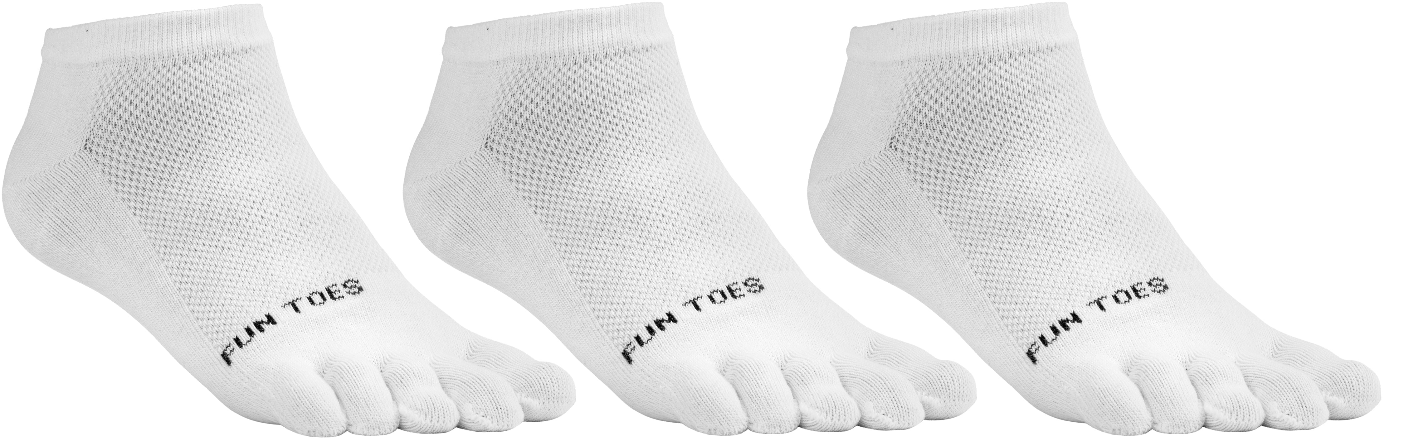 FUN TOES Men's Toe Socks Barefoot Running Socks Size 10-13 Shoe Size 6 - 12.5  Pack of 3 Pairs  White