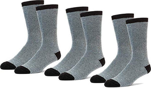 3 Pairs Mid Weight Patterned 70% Merino Wool Men's Thermal Crew Socks Cushioned For Hiking Trailing and Everyday Use