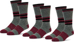 3 Pairs Mid Weight Patterned 70% Merino Wool Men's Thermal Crew Socks Cushioned For Hiking Trailing and Everyday Use