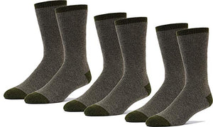 3 Pairs Mid Weight Patterned 70% Merino Wool Men's Thermal Crew Socks Cushioned For Hiking Trailing and Everyday Use