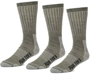 FUN TOES Men's 3 pairs Thermal Insulated 80% Merino Wool Socks -Hiking Trailing and Everyday Use