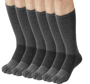 Men Crew Toe Socks Athletic Running Proper Toe Alignment Breathable Mesh 6 Pairs