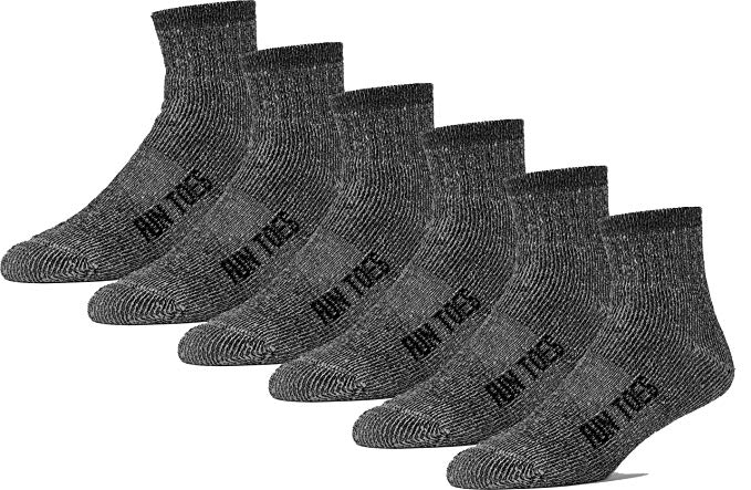 6 Pack Men's 80% Merino Wool Ankle Socks Strong Arch Support -Cushioned Bottom- Ideal for Hiking Trekking or everyday use