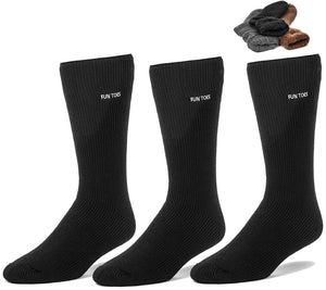 FUN TOES Men 3 pairs thermal insulated heavy duty winter acrylic brushed socks size 8-13