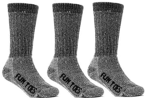 FUN TOES Children's 80% Thermal Merino Wool Socks 3 Pairs Mid Weight For Winter Ski Sport
