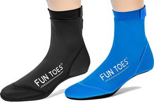 FUN TOES 2 Pairs BEACH SOCKS for Volleyball Soccer, Camping, Rafting, Diving and all sand sports