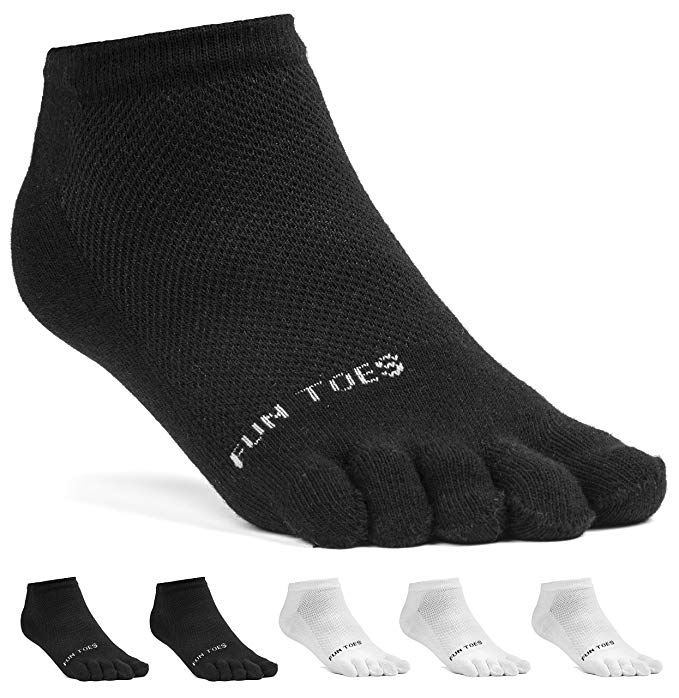 FUN TOES Women's Cotton Toe Socks-Breathable-6 PAIRS Pack-Size 9-11-Lightweight