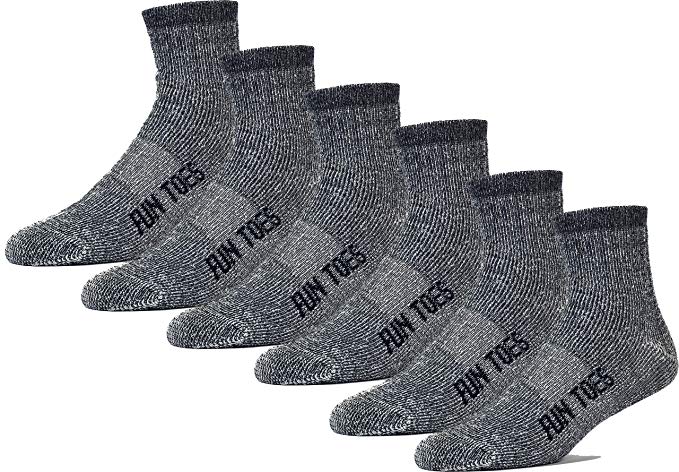6 Pack Men's 80% Merino Wool Ankle Socks Strong Arch Support -Cushioned Bottom- Ideal for Hiking Trekking or everyday use