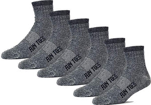 6 Pack Men's 80% Merino Wool Ankle Socks Strong Arch Support -Cushioned Bottom- Ideal for Hiking Trekking or everyday use