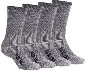 FUN TOES Men's 70% Midweight Merino Wool Crew Socks Arch Support Fully Cushioned  4 Pairs Pack