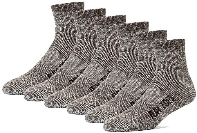 FUN TOES Merino Wool Ankle Socks Pack of 6 Arch Support and Cushioning Heel to Toe Reinforcement Ideal for Hiking Trekking or Every Day Use
