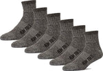 6 Pack Men's 80% Merino Wool Ankle Socks Strong Arch Support -Cushioned Bottom- Ideal for Hiking Trekking or everyday use