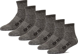 6 Pack Men's 80% Merino Wool Ankle Socks Strong Arch Support -Cushioned Bottom- Ideal for Hiking Trekking or everyday use