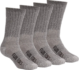 FUN TOES Men's 70% Midweight Merino Wool Crew Socks Arch Support Fully Cushioned  4 Pairs Pack