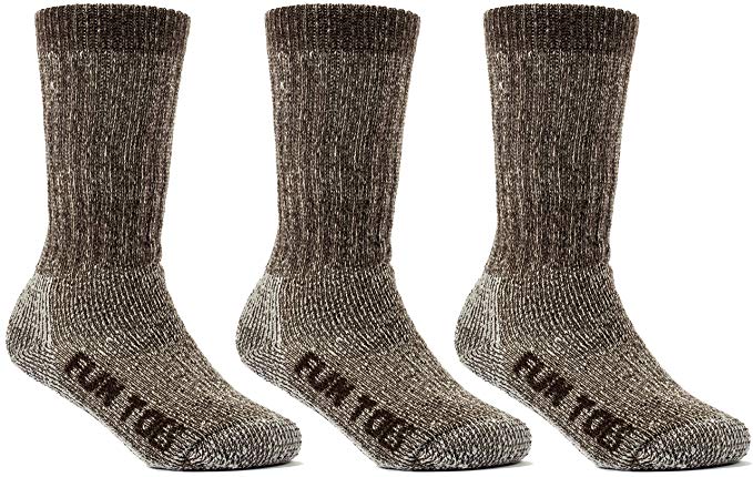 FUN TOES Children's 80% Thermal Merino Wool Socks 3 Pairs Mid Weight For Winter Ski Sport