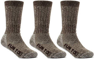 FUN TOES Children's 80% Thermal Merino Wool Socks 3 Pairs Mid Weight For Winter Ski Sport