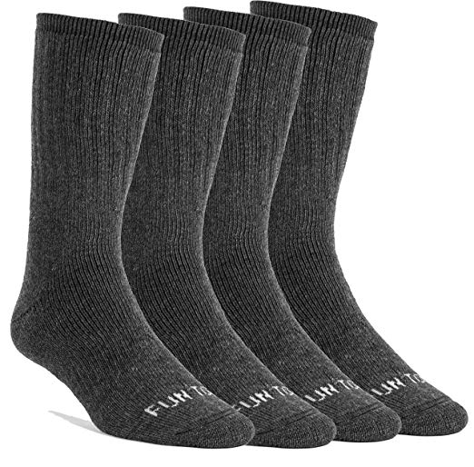 FUN TOES Women's Thermal Insulated Heavy Duty Premium Merino Wool Crew Socks 4 Pairs Pack Size 9-11 For Shoe Sizes 5-10