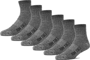6 Pack Men's 80% Merino Wool Ankle Socks Strong Arch Support -Cushioned Bottom- Ideal for Hiking Trekking or everyday use