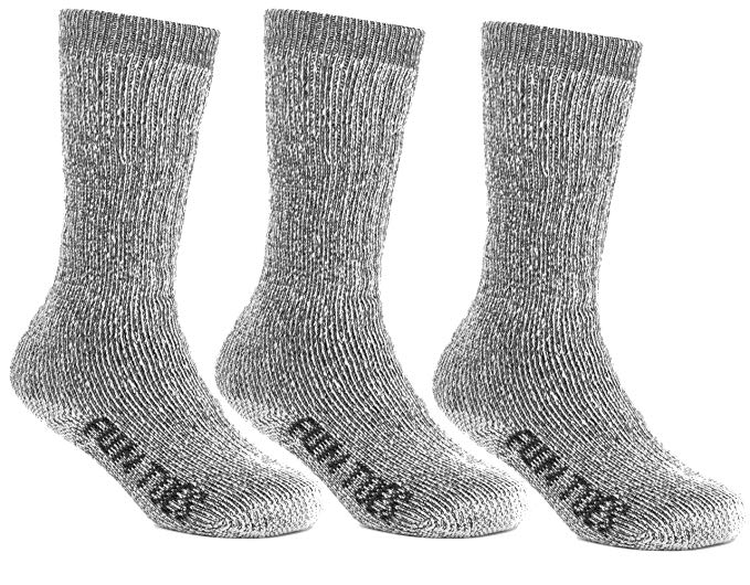 FUN TOES Children's Thermal Merino wool Socks 3 Pairs Mid Weight For Winter Ski Sport
