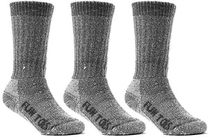 FUN TOES Children's 80% Thermal Merino Wool Socks 3 Pairs Mid Weight For Winter Ski Sport