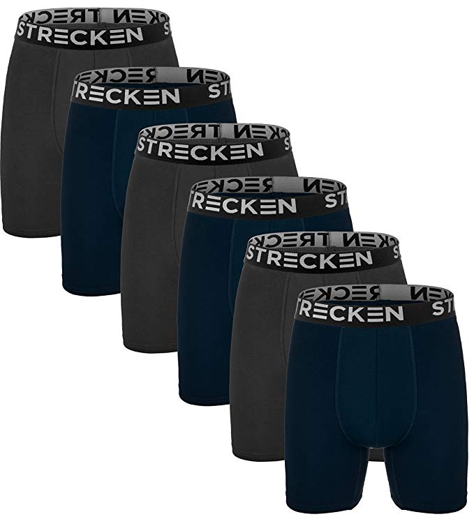 STRECKEN No Ride Men’s Boxer Briefs 6 Pack –Ultra Soft, Comfortable Cotton