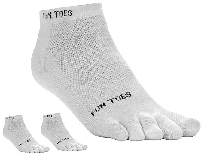 FUN TOES 3 Pairs Men's COTTON Toe Socks Breathable Mesh Top Size 10-13