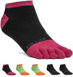 FUN TOES Women's Cotton Toe Socks-Breathable-6 PAIRS Pack-Size 9-11-Lightweight